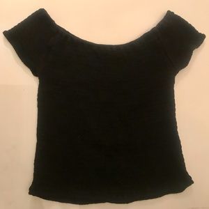 Brandy Melville Ruched Elastic Black Crop Top